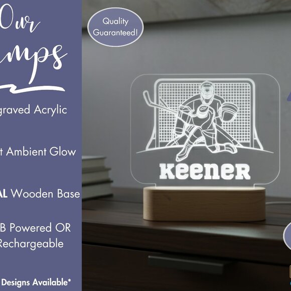 Custom Hockey LED Lamp – Unique Sports-Themed Nightlight - Picture 3 of 8